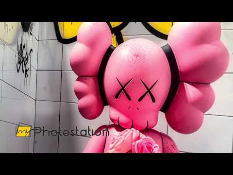 Kaws Pink Glass Wall Art