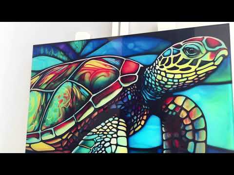 Stained Sea Turtle Glass Wall Art