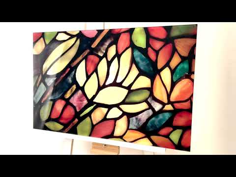 Stained Leaves Glass Wall Art