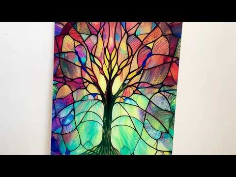 Stained Tree of Life Glass Wall Art