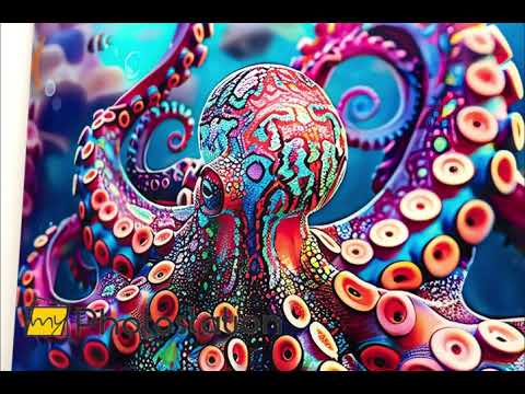 Colored Vivid Octopus Glass Wall Art