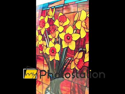 Yellow Daffodil Stained Glass Wall Art