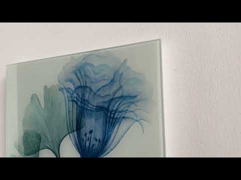 Watercolor Pastel Blue Flowers Glass Wall Art, glass art painting, glass art for the Wall