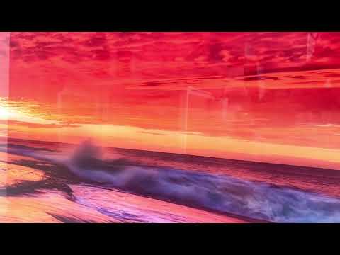 Sunset Over Water Waves Glass Wall Art