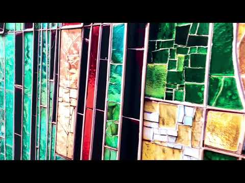 Abstract Colourful Stained Window Large Glass Artwork for Living Rooms