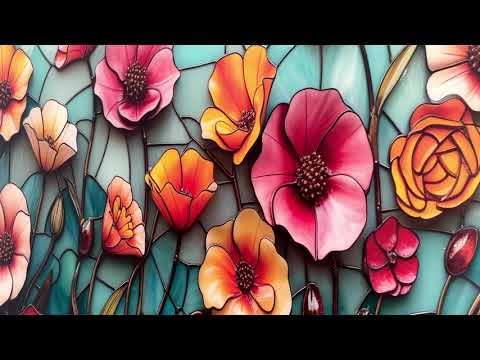 Stained Flowers Glass Wall Art