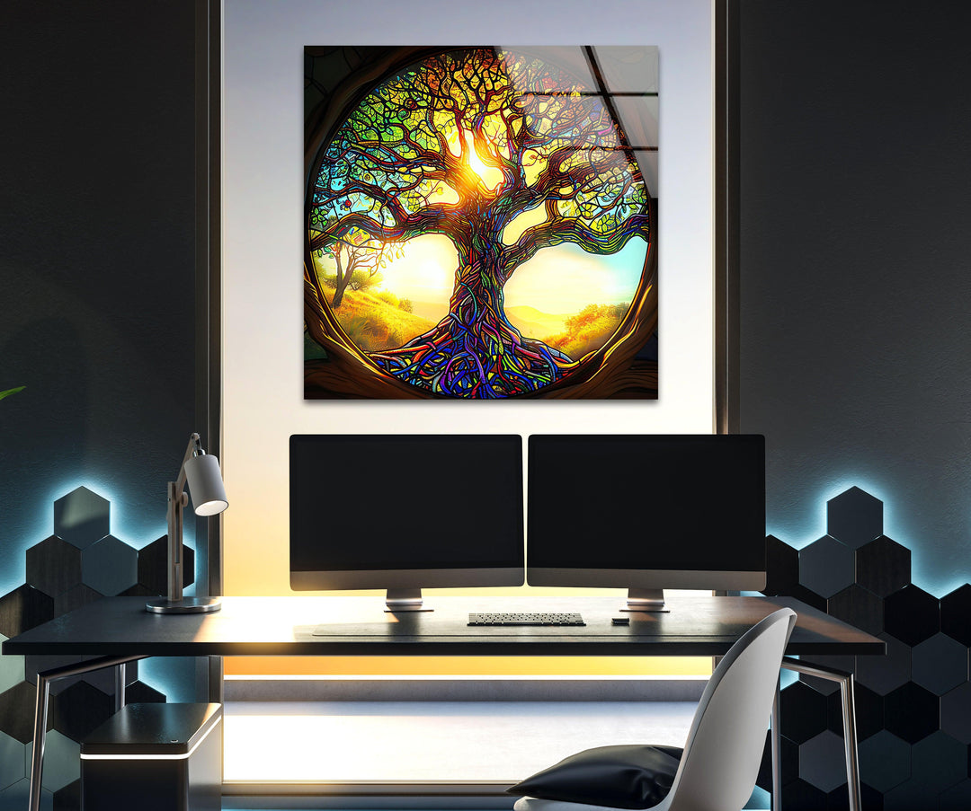 Realistic Life of Tree Glass Wall Art print on glass, glass printed photos
