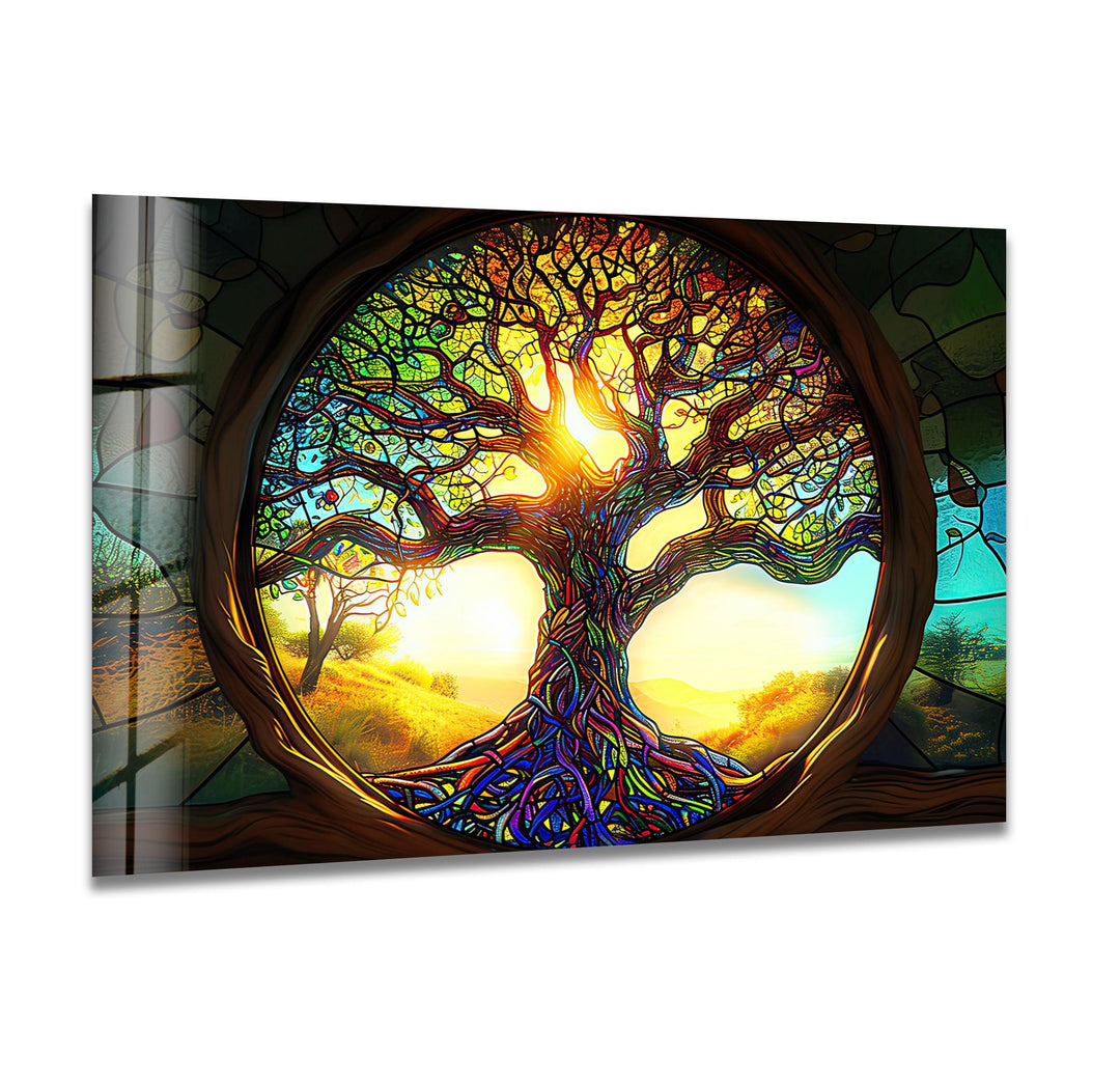 Realistic Life of Tree Glass Wall Art Glass Printing Wall Art, Print photos on glass
