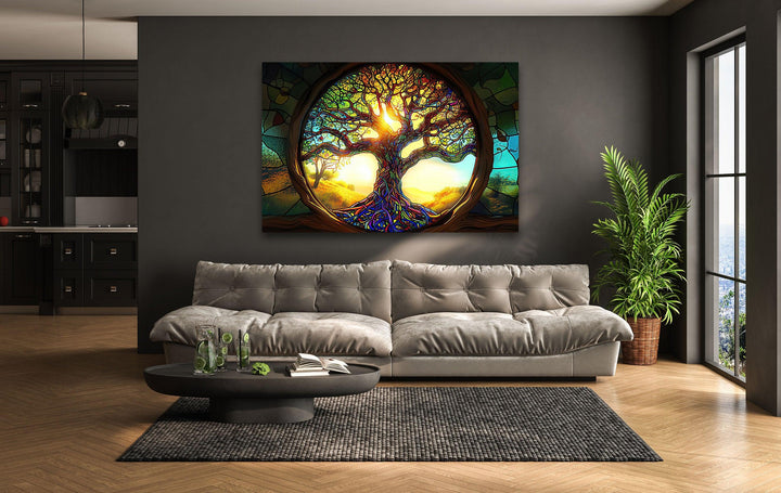 Realistic Life of Tree Glass Wall Art glass photo prints, glass picture prints
