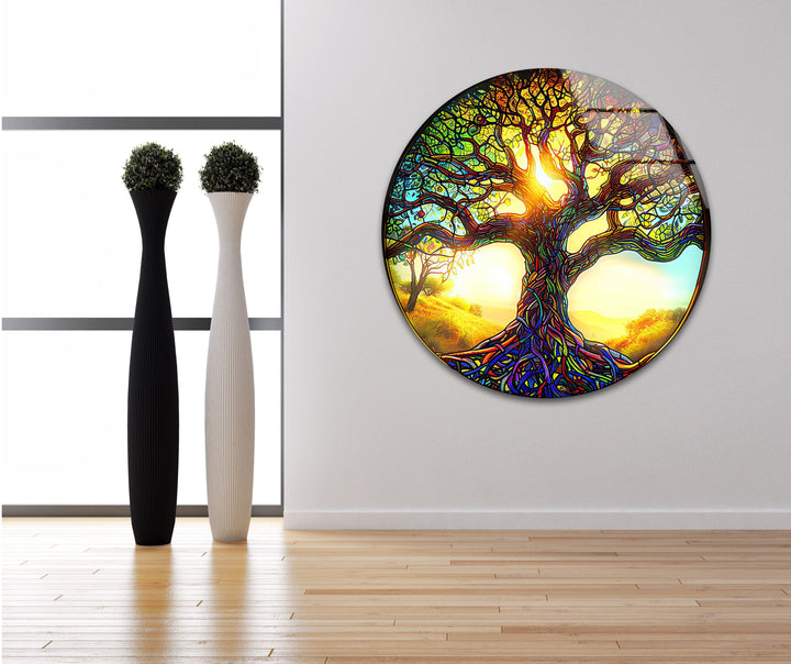 Realistic Life of Tree Glass Wall Art large glass photo prints, glass wall photos
