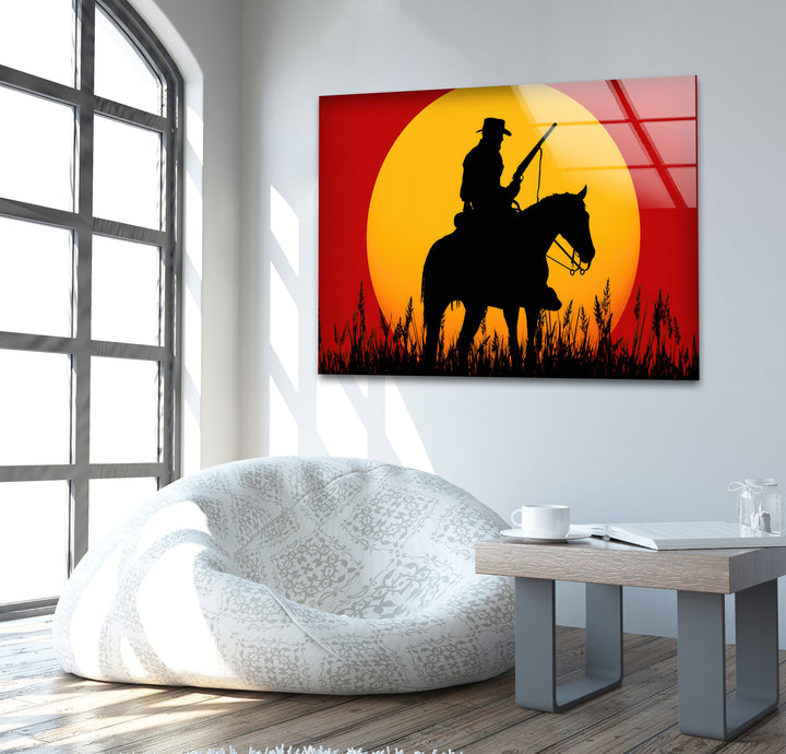 Red Dead Redemption Glass Wall Art custom glass pictures, glass art prints
