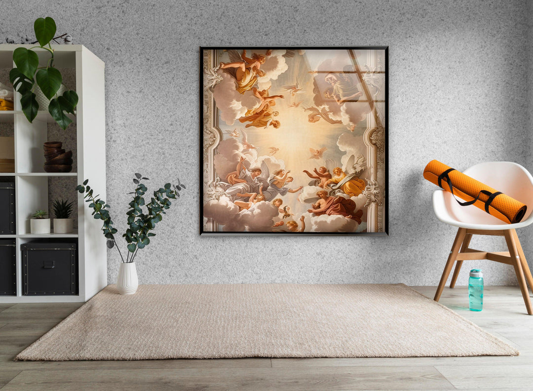 Renaissance Quadratura Painting Glass Wall Art Glass Printing Wall Art, Print photos on glass
