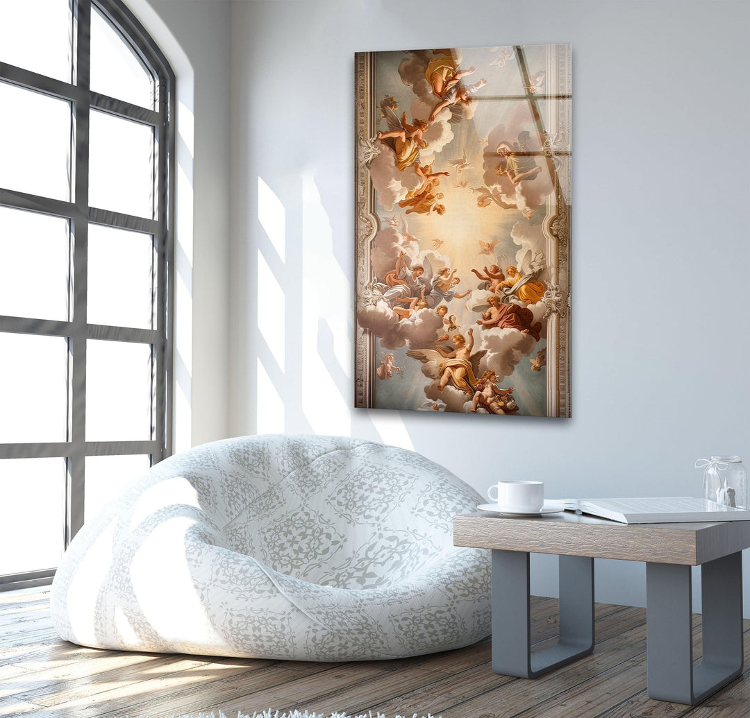 Renaissance Quadratura Painting Glass Wall Art large glass photo prints, glass wall photos
