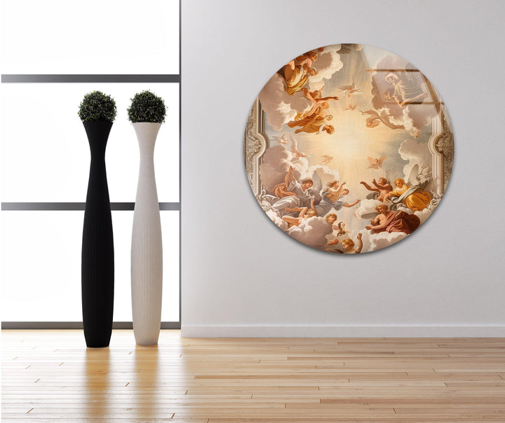 Renaissance Quadratura Painting Glass Wall Art custom glass photo prints, large glass prints
