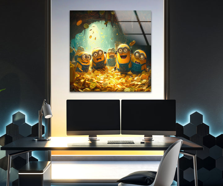 Rich Minions Glass Wall Art