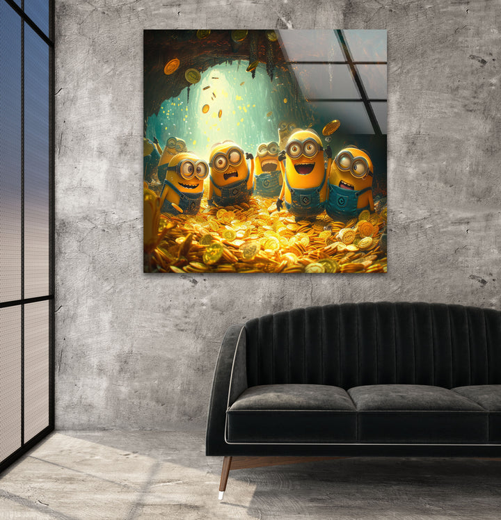 Rich Minions Glass Wall Art