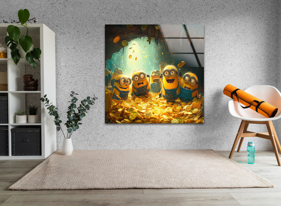 Rich Minions Glass Wall Art