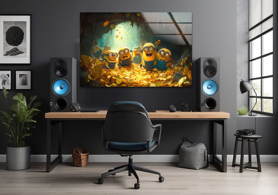 Rich Minions Glass Wall Art