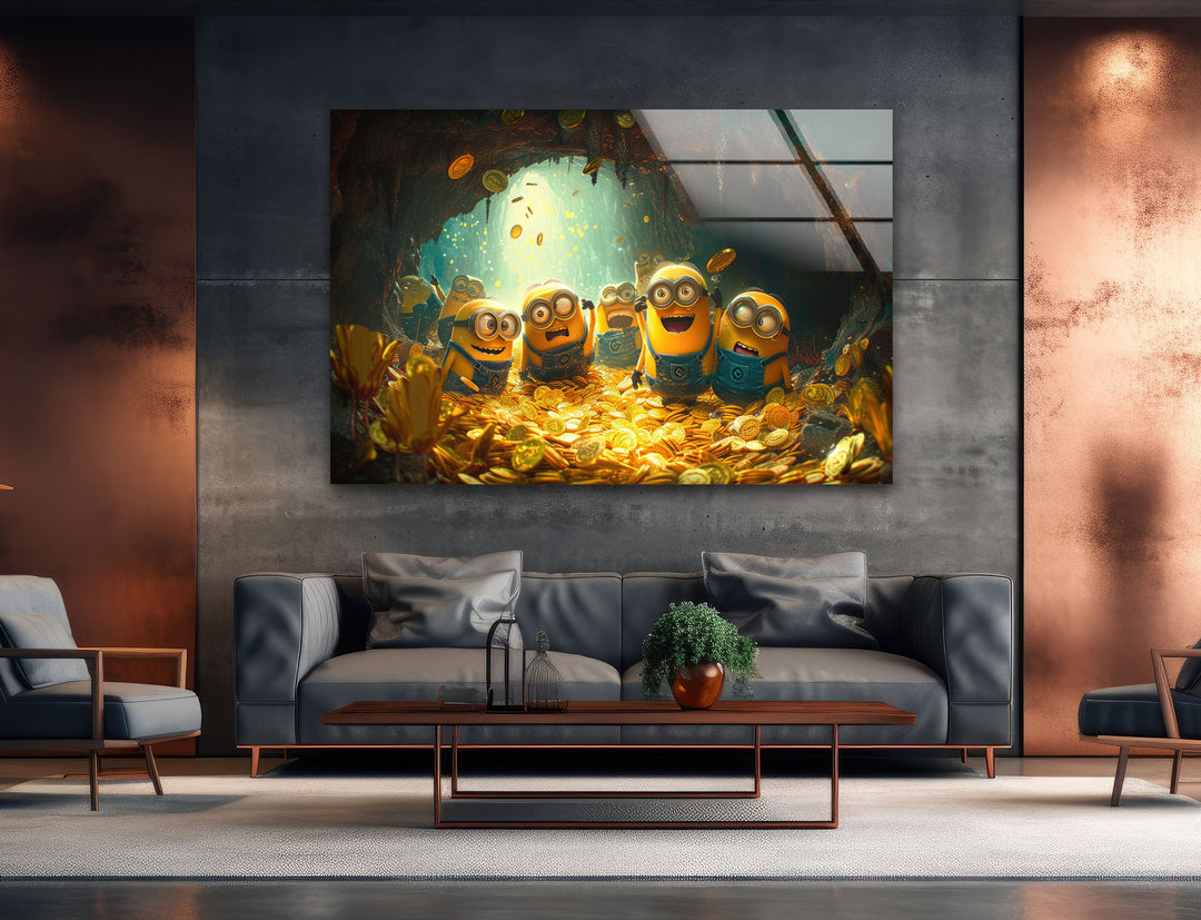 Rich Minions Glass Wall Art