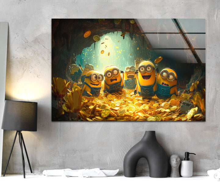 Rich Minions Glass Wall Art