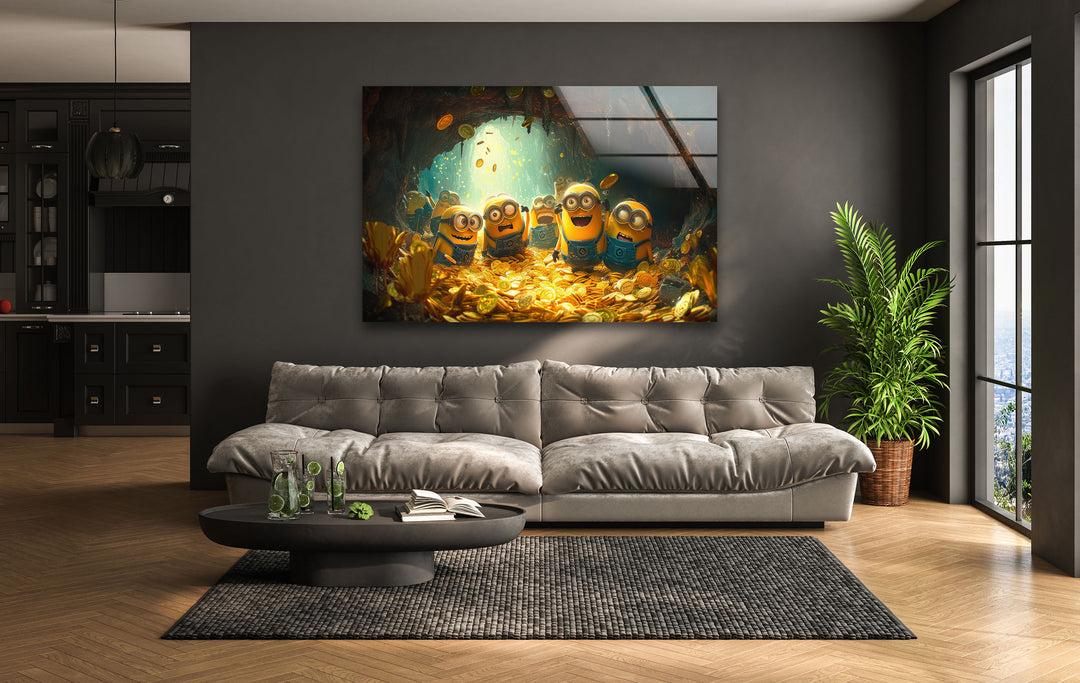 Rich Minions Glass Wall Art