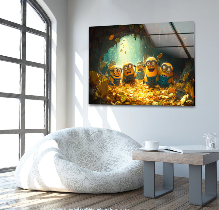 Rich Minions Glass Wall Art