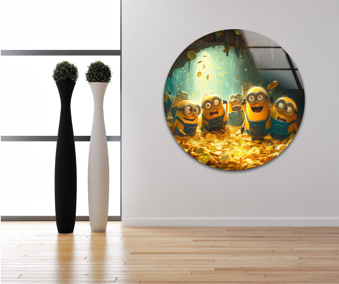 Rich Minions Glass Wall Art