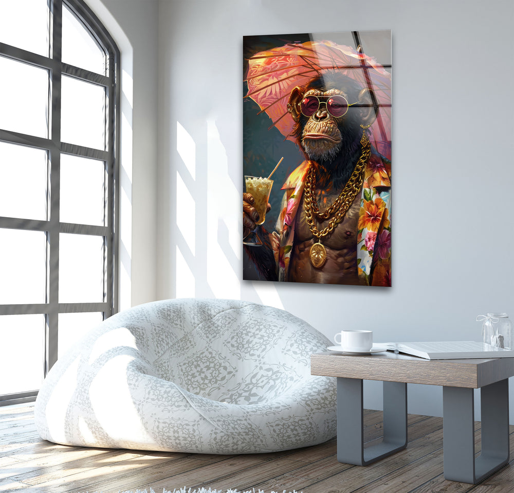 A Stylish Monkey Glass Wall Art glass pictures for Wall, glass prints wall art