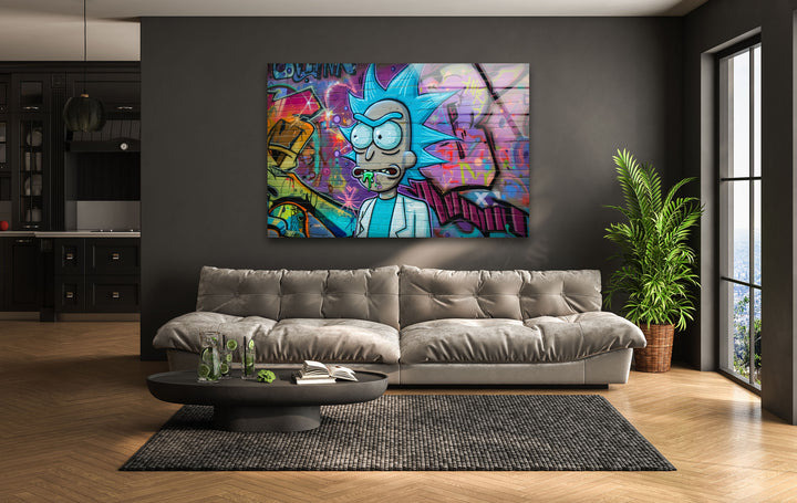 Rick and Morty Glass Wall Art custom glass photo prints, large glass prints
