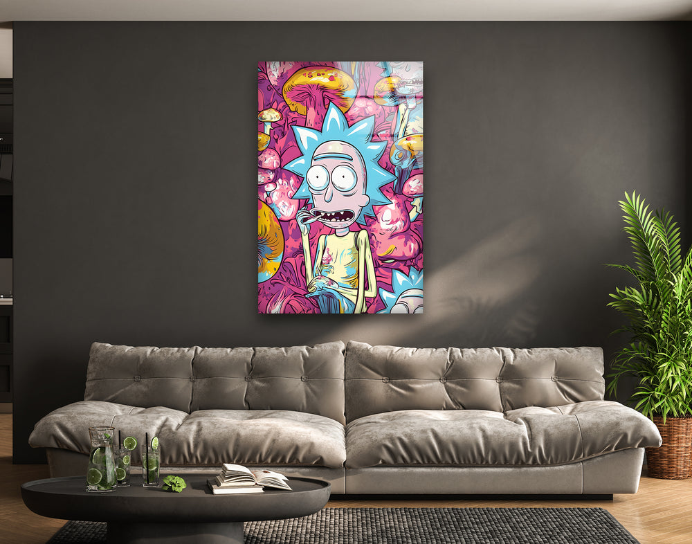 Surreal Rick Sanchez Oil Painting Glass Wall Art custom glass photo prints, large glass prints
