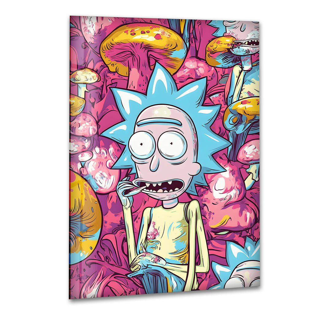 Surreal Rick Sanchez Oil Painting Glass Wall Art large glass photo prints, glass wall photos
