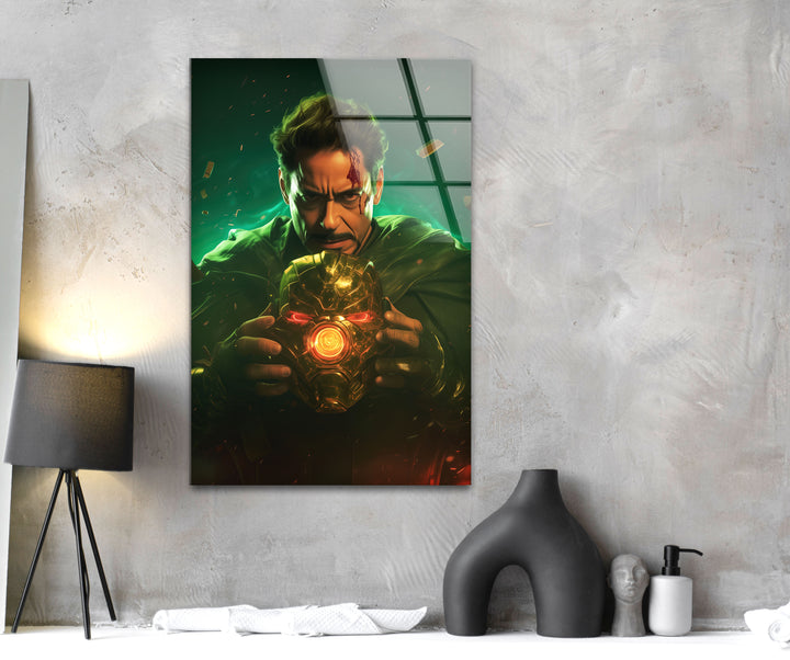 Dr Doom Robert Downey Jr Glass Wall Art picture on glass wall art, photos printed on glass
