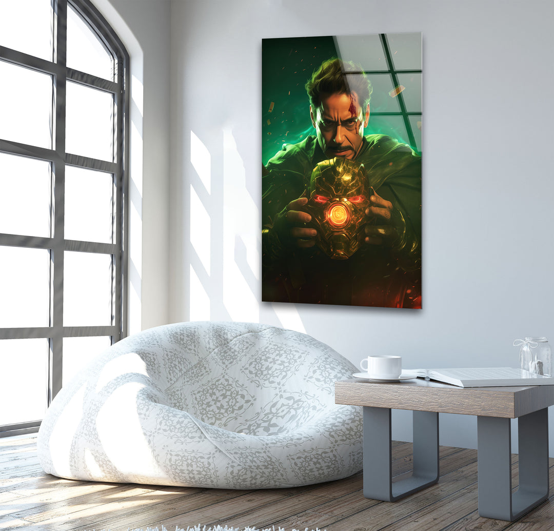 Dr Doom Robert Downey Jr Glass Wall Art print picture on glass, Tempered Glass Wall Art
