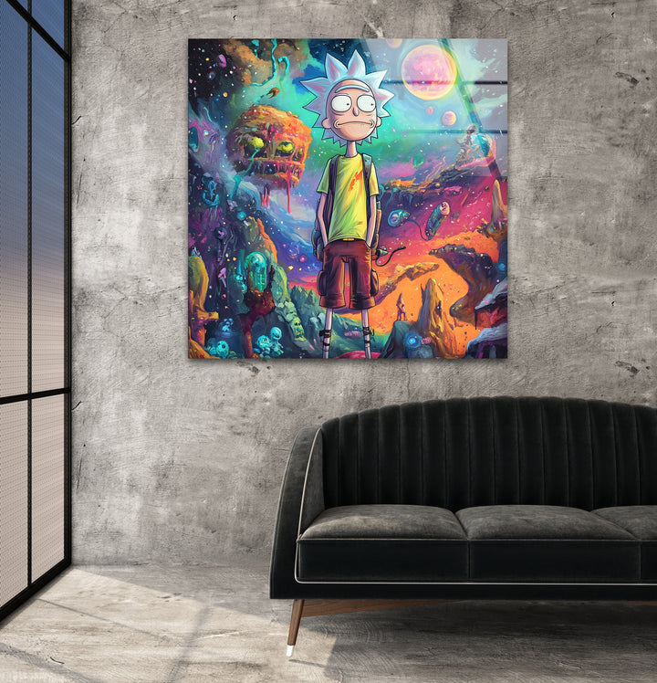 Rick and Morty Art Glass Wall Art glass art painting, glass art for the Wall
