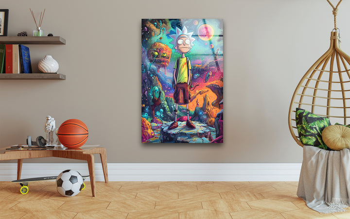 Rick and Morty Art Glass Wall Art photo print on glass, prints on glass wall art
