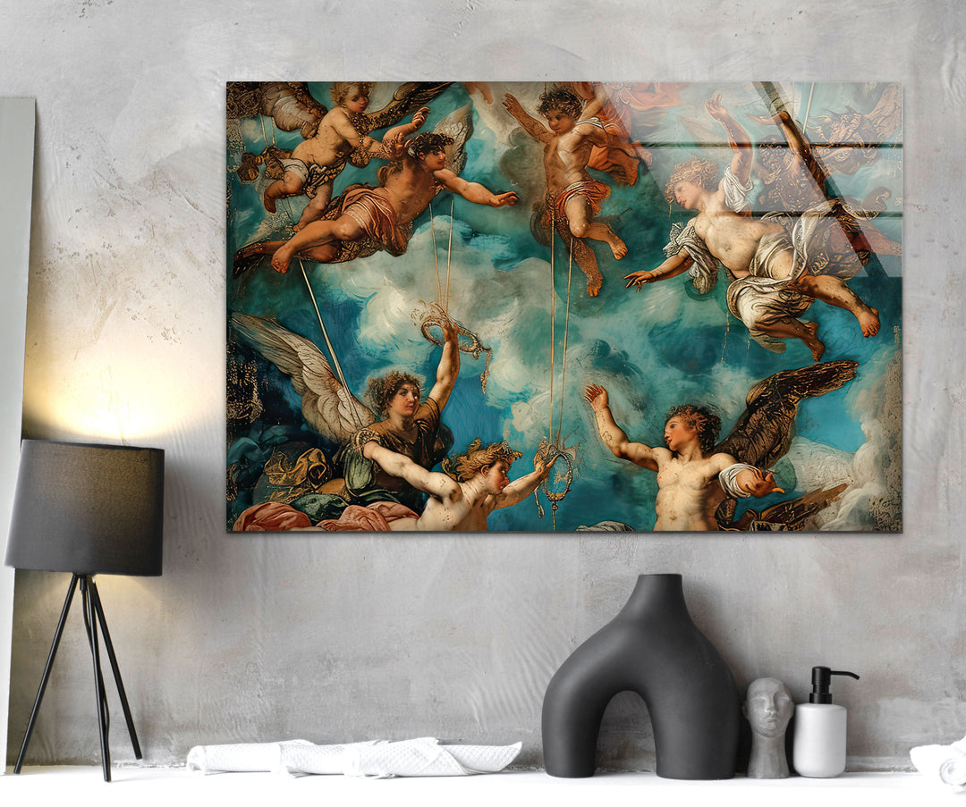 Rococo Painting Glass Wall Art custom glass photo prints, large glass prints
