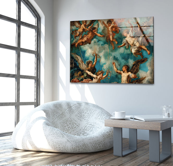 Rococo Painting Glass Wall Art print on glass, glass printed photos
