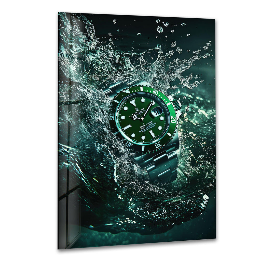 Rolex Watch Green Glass Wall Art glass image printing, glass prints from photos
