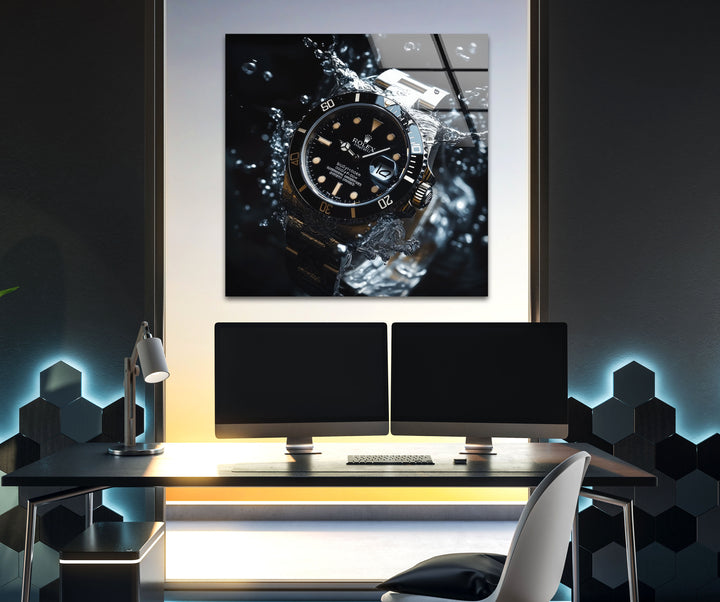 Rolex Watch Glass Wall Art print picture on glass, Tempered Glass Wall Art
