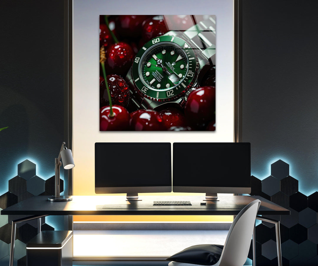 Rolex With Cherry Glass Wall Art glass image printing, glass prints from photos
