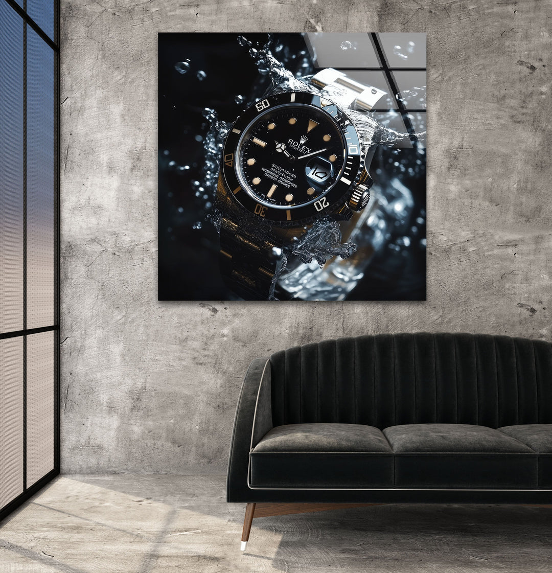 Rolex Watch Glass Wall Art picture on glass wall art, photos printed on glass
