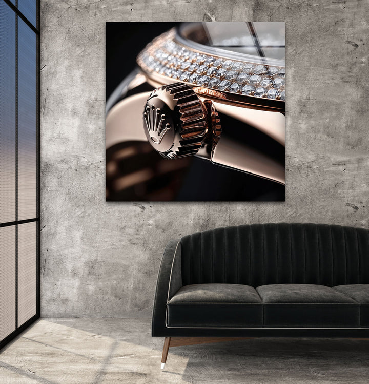 Rolex Diamond Glass Wall Art photo print on glass, prints on glass wall art
