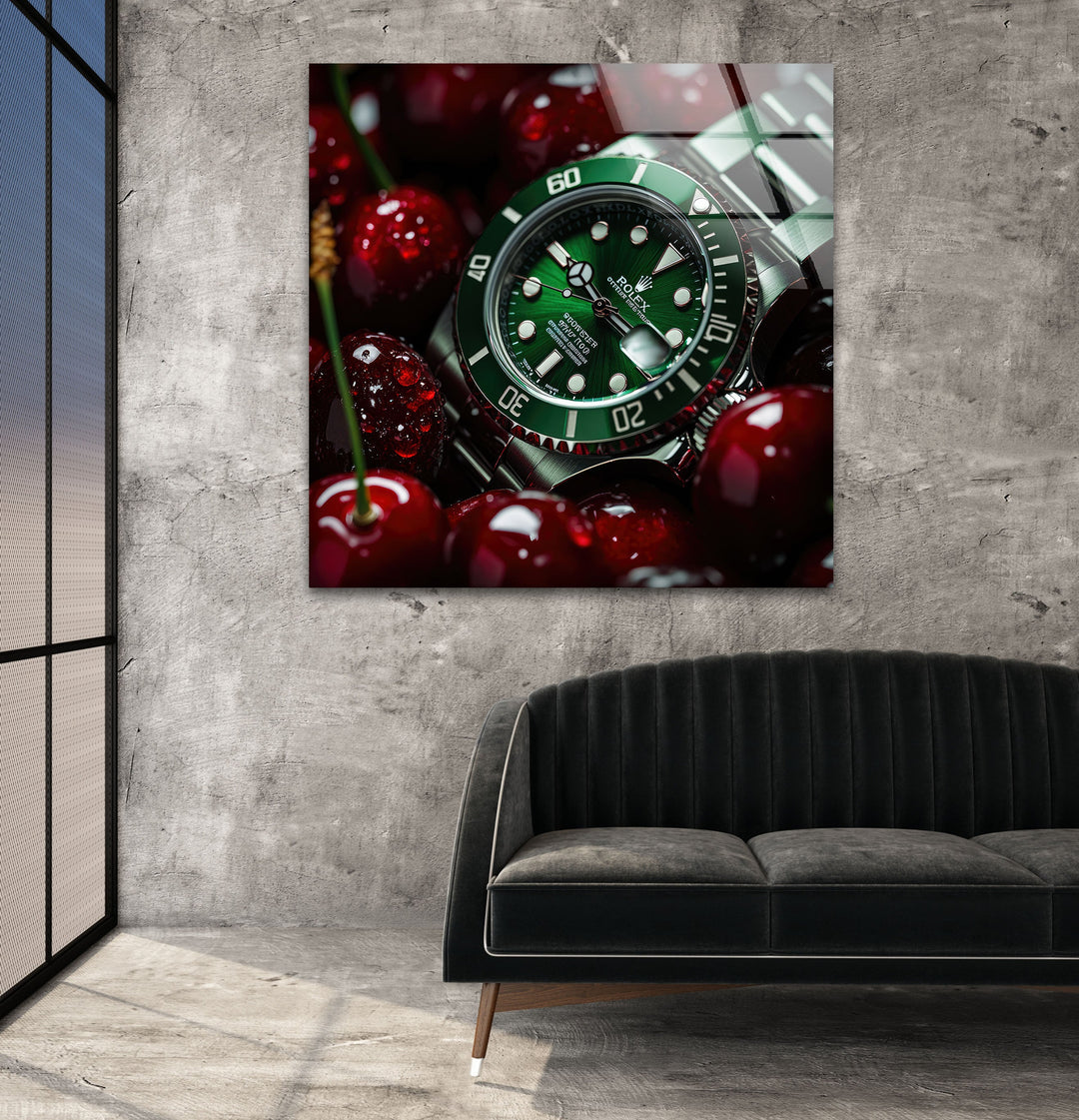 Rolex With Cherry Glass Wall Art Glass Printing Wall Art, Print photos on glass
