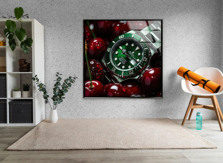 Rolex With Cherry Glass Wall Art glass photo prints, glass picture prints
