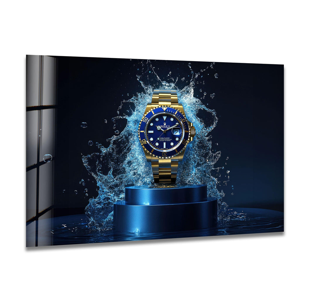 Gold Rolex Watch Glass Wall Art glass art painting, glass art for the Wall
