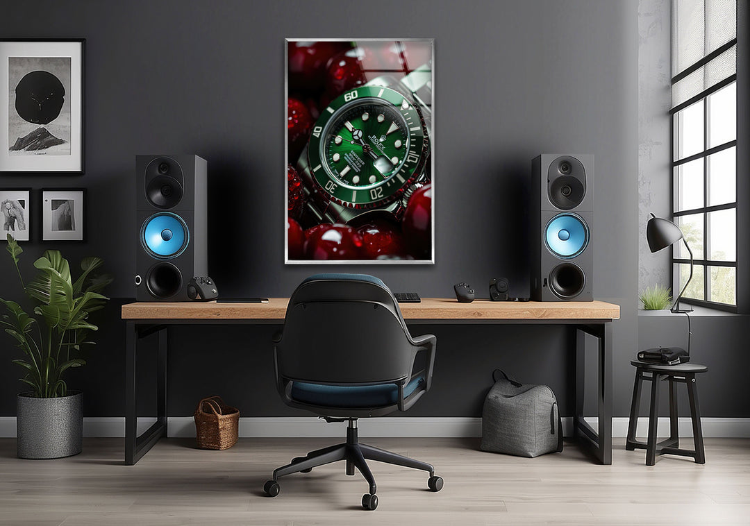 Rolex With Cherry Glass Wall Art glass pictures for Wall, glass prints wall art
