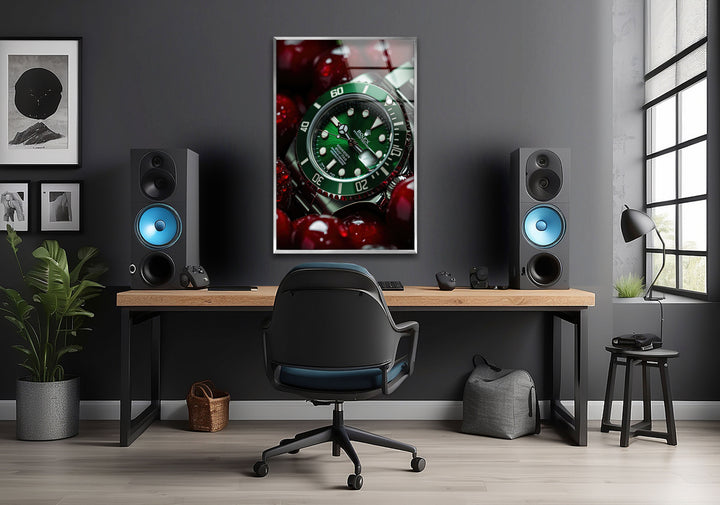 Rolex With Cherry Glass Wall Art glass pictures for Wall, glass prints wall art
