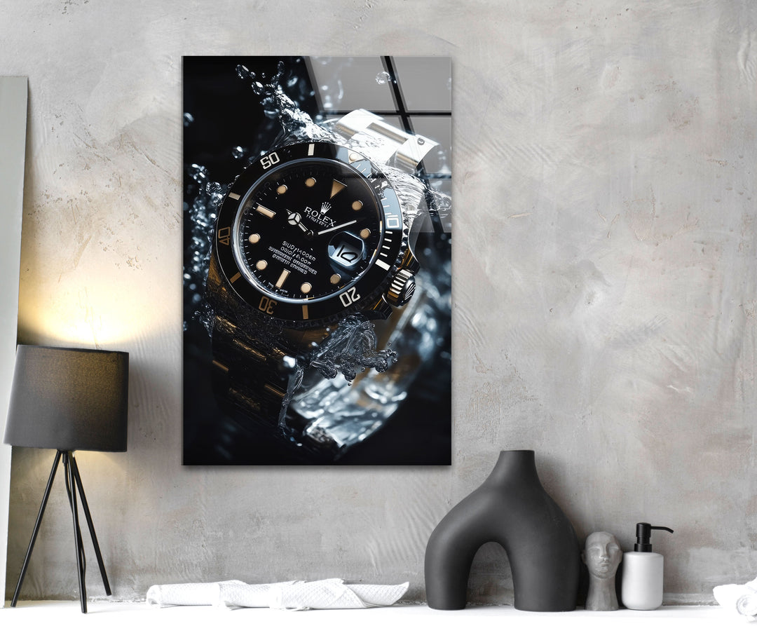 Rolex Watch Glass Wall Art glass art painting, glass art for the Wall
