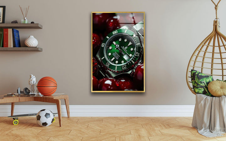 Rolex With Cherry Glass Wall Art large glass photo prints, glass wall photos
