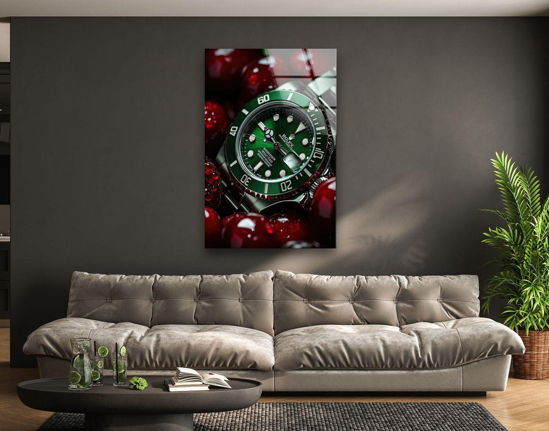 Rolex With Cherry Glass Wall Art art glass wall art, glass wall art pictures
